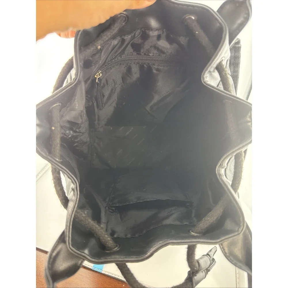Versace Parfums Women's Backpack Bag Black/Gold Greek Key Logo Zipper Closure